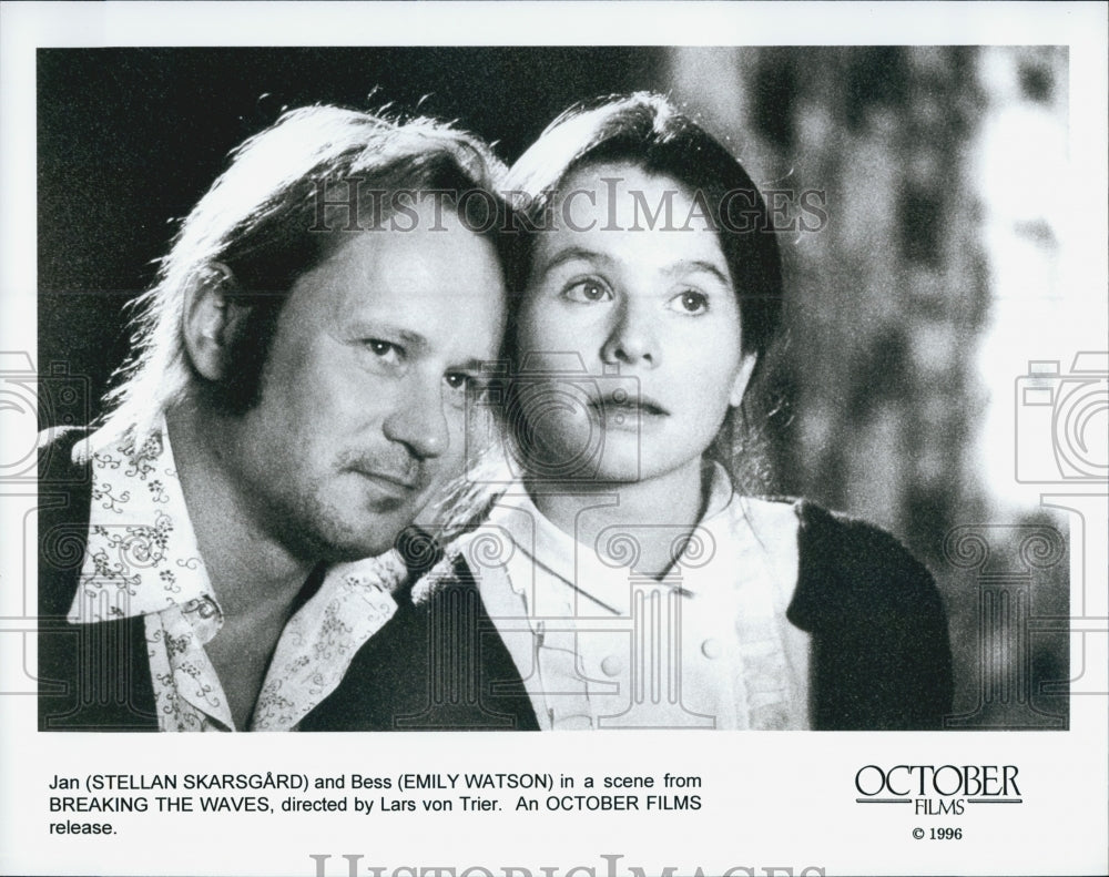 1996 Press Photo Stellan Skarsgard and Emily Watson in "Breaking The Waves" - Historic Images