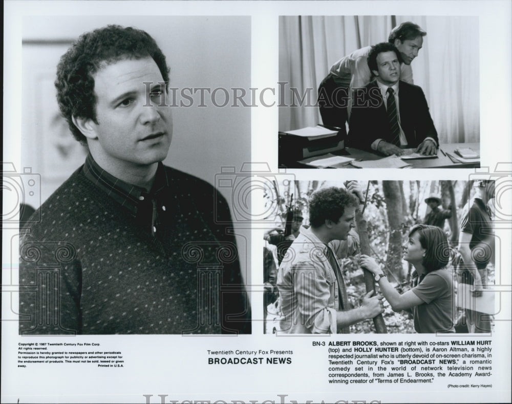 1987 Press Photo Brooks, Hunter and Hurt in &quot;Broadcast News&quot; - Historic Images