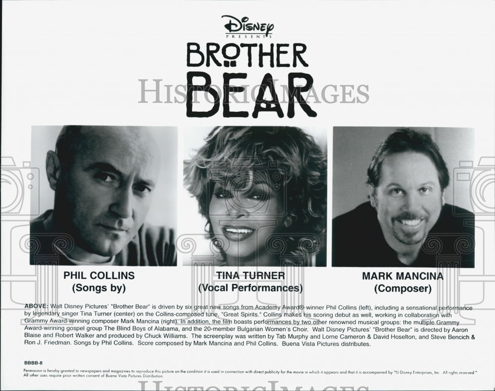 2003 Press Photo "Brother Bear" Music by Phil Collins, Tina Turner, Mark Mancina - Historic Images