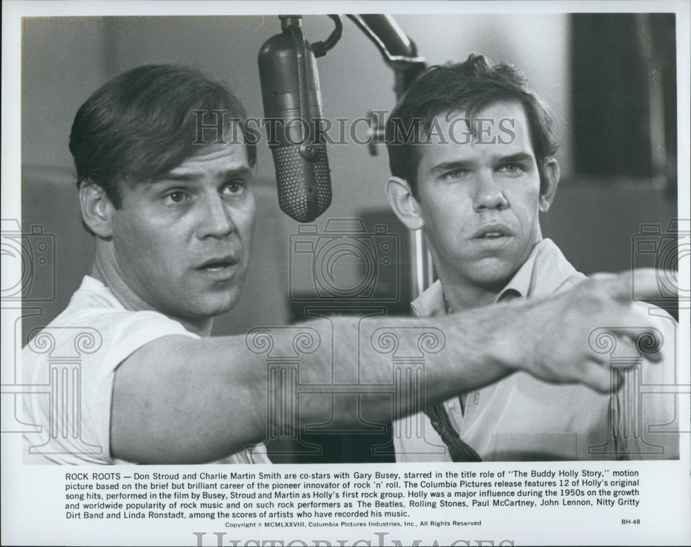 1978 Press Photo Don Stroud, Charlie Martin Smith &quot;The Buddy Holly Story&quot; - Historic Images