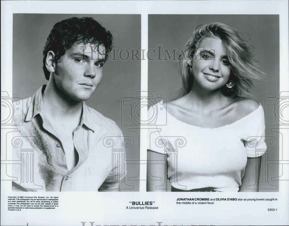 1986 Press Photo Jonathan Crombie and Olivia D'Abo in "Bullies" - Historic Images