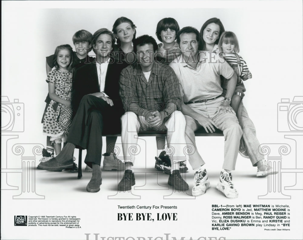 1995 Press Photo Mae Whitman, Cameron Boyd and Matthew Modine in "Bye Bye, Love" - Historic Images