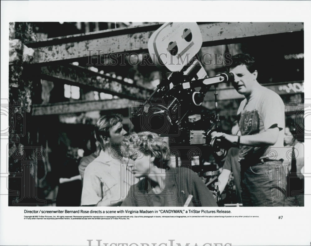 1992 Press Photo &quot;Candyman &quot; Director/ writer Bernard Rose &amp; Virginia Madsen - Historic Images