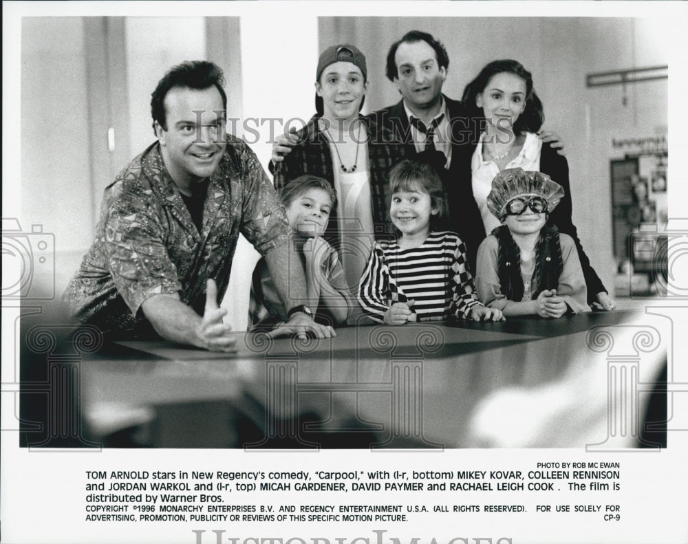 1996 Press Photo  "Carpool" Tom Arnold,David Paymer,M Kovar,C Rennison,J Warkol - Historic Images