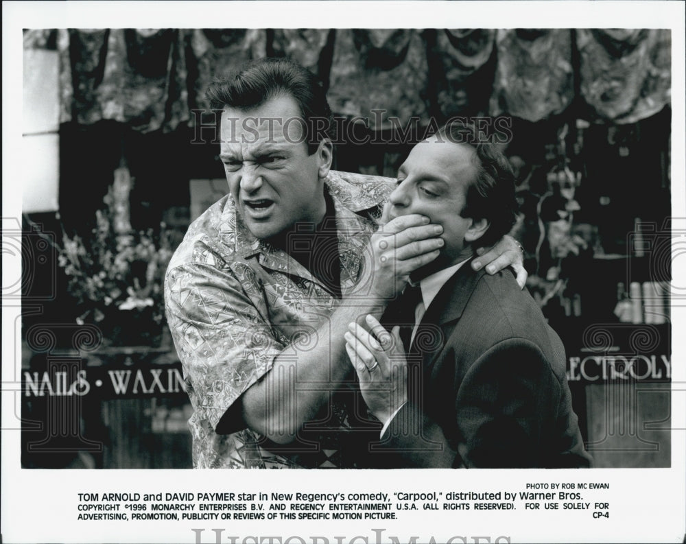 1996 Press Photo Actors Tom Arnold and David Paymer in &quot;Carpool&quot; - Historic Images