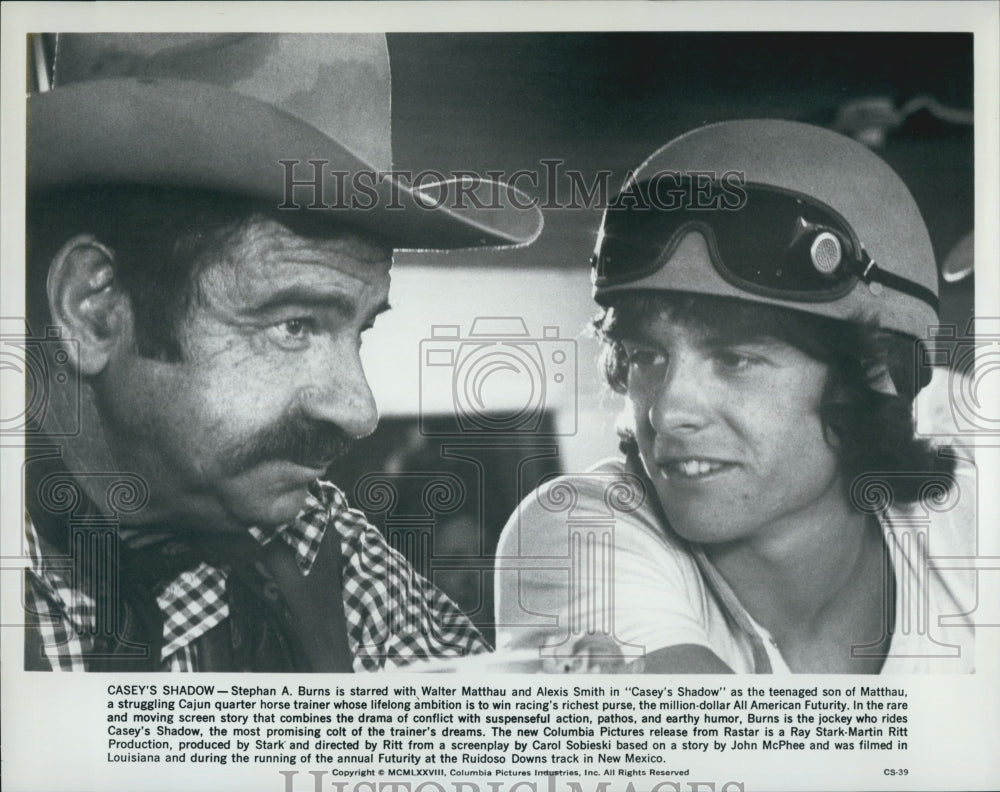 Press Photo "Casey's Shadow" Film Stephan Burns Susan Myers Walter Matthau - Historic Images