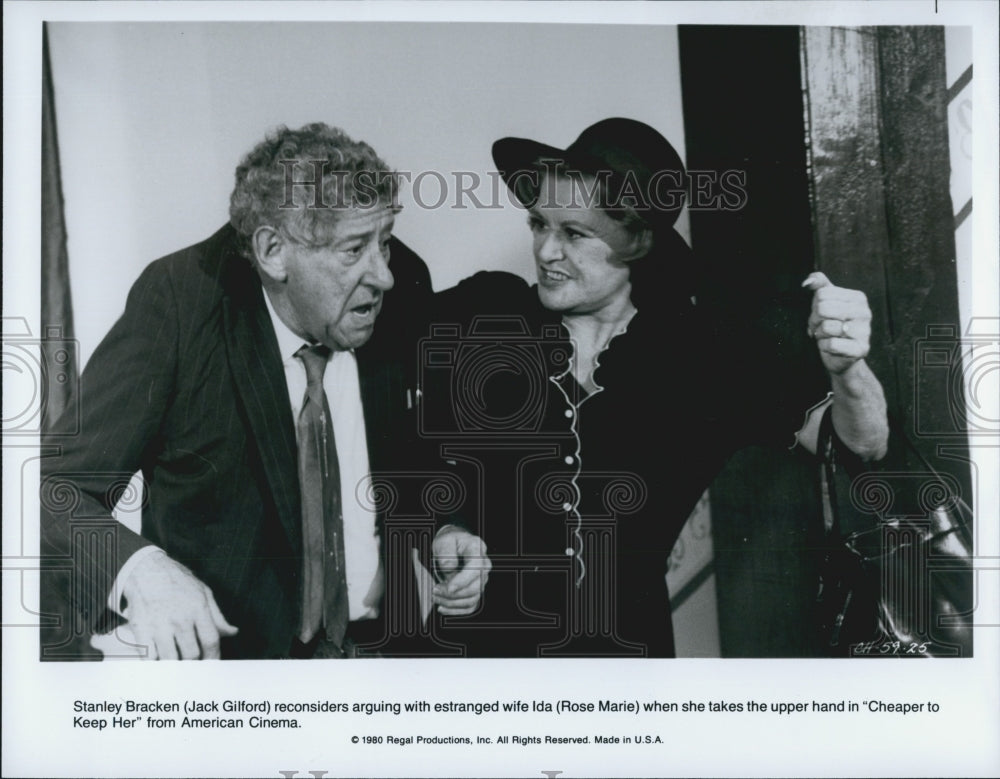 1980 Press Photo Jack Gilford and Rose Marie Star in "Cheaper to Keep Her" - Historic Images