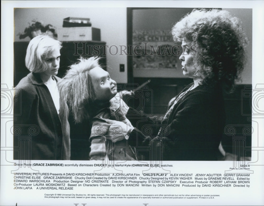 1990 Press Photo &quot;Child&#39;s Play 2&quot; Grace Zabriske &amp; Christine Elise - Historic Images