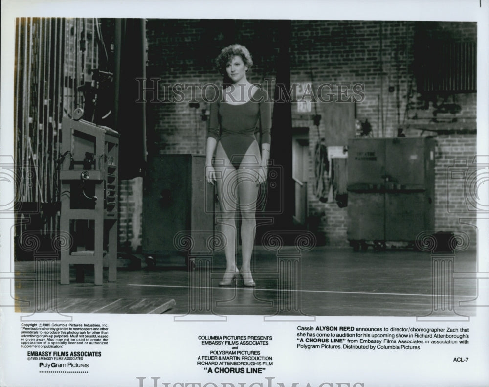 1985 Press Photo Alyson Reed in Richard Attenborough's "A Chorus Line" - Historic Images