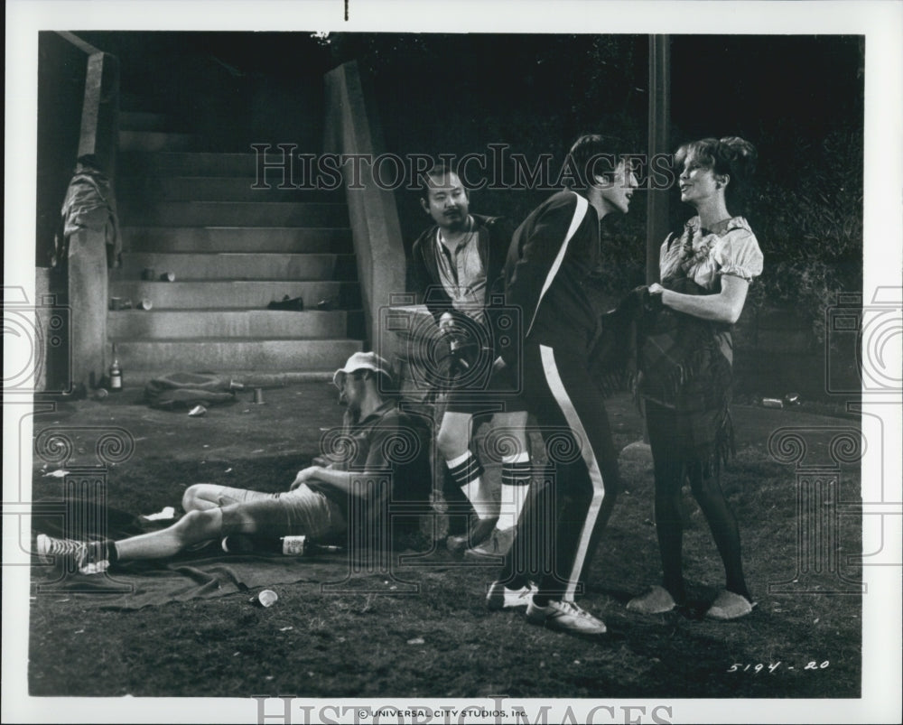 Press Photo &quot;The Choirboys&quot; Actor Randy Quaid Michele Carey Clyde Kusatu - Historic Images