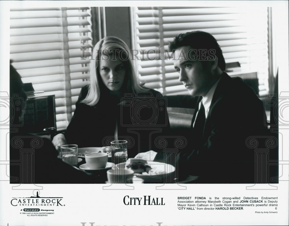 1996 Press Photo Bridget Fonda and John Cusack in Director Harold Becker's "City - Historic Images