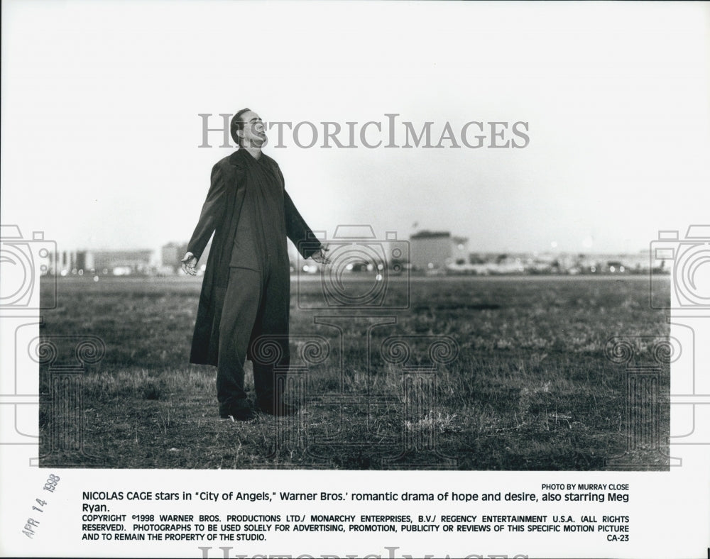 1998 Press Photo "City Of Angels" Actor Nicolas Cage - Historic Images