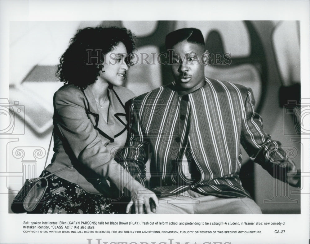 1992 Press Photo Actors Karyn Parson And  "Play" Martin Star In "Class Act" - Historic Images