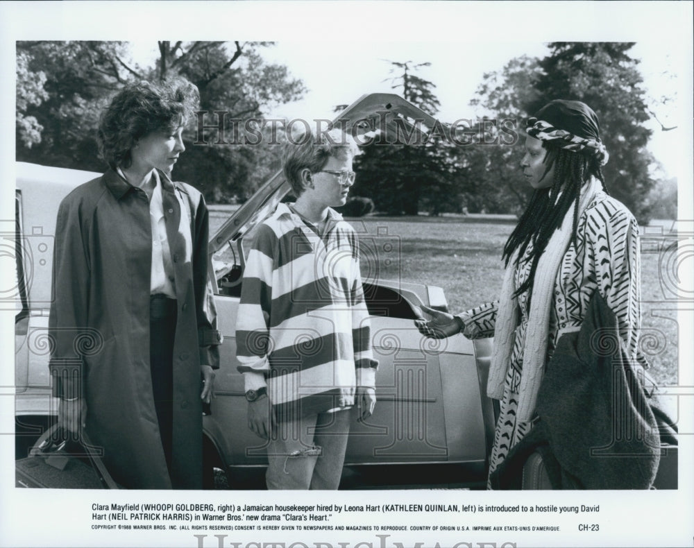 1988 Press Photo  &quot;Clara&#39;s Heart&quot; Neil Patrick Harris,Whoopi Goldberg,K Quinlan - Historic Images