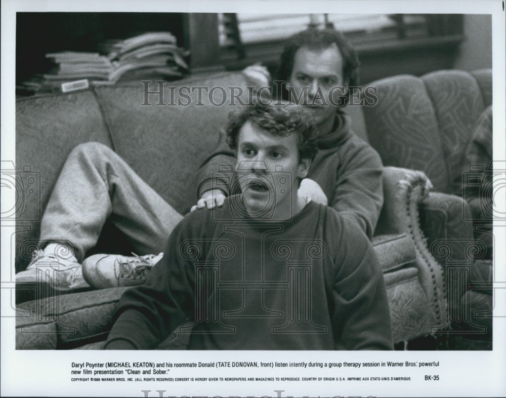 1988 Press Photo  "Clean and Sober" Michael Keaton & Tate Donovan - Historic Images