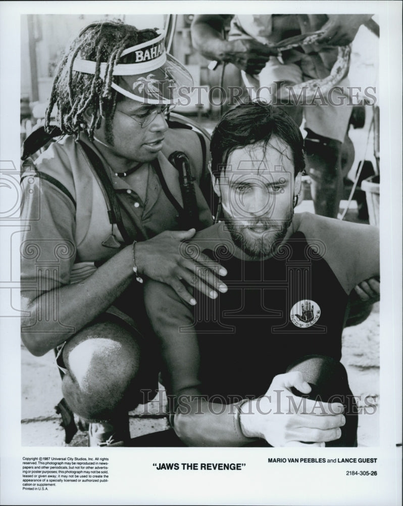 1987 Press Photo Mario Van Peebles, Lance Guest in "Jaws: The Revenge" Film - Historic Images