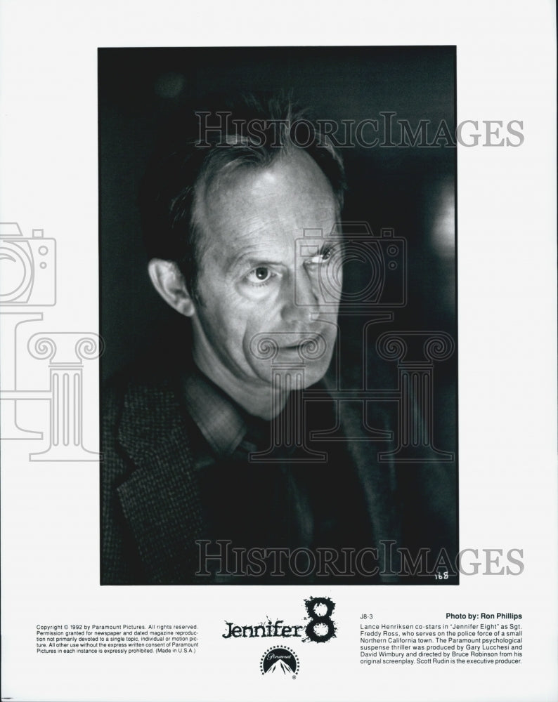 1992 Press Photo Lance Henriksen in &quot;Jennifer Eight&quot; - Historic Images