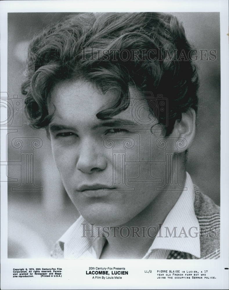 1974 Press Photo Actor Pierre Blaise in "Lacombe, Lucien" Film - Historic Images