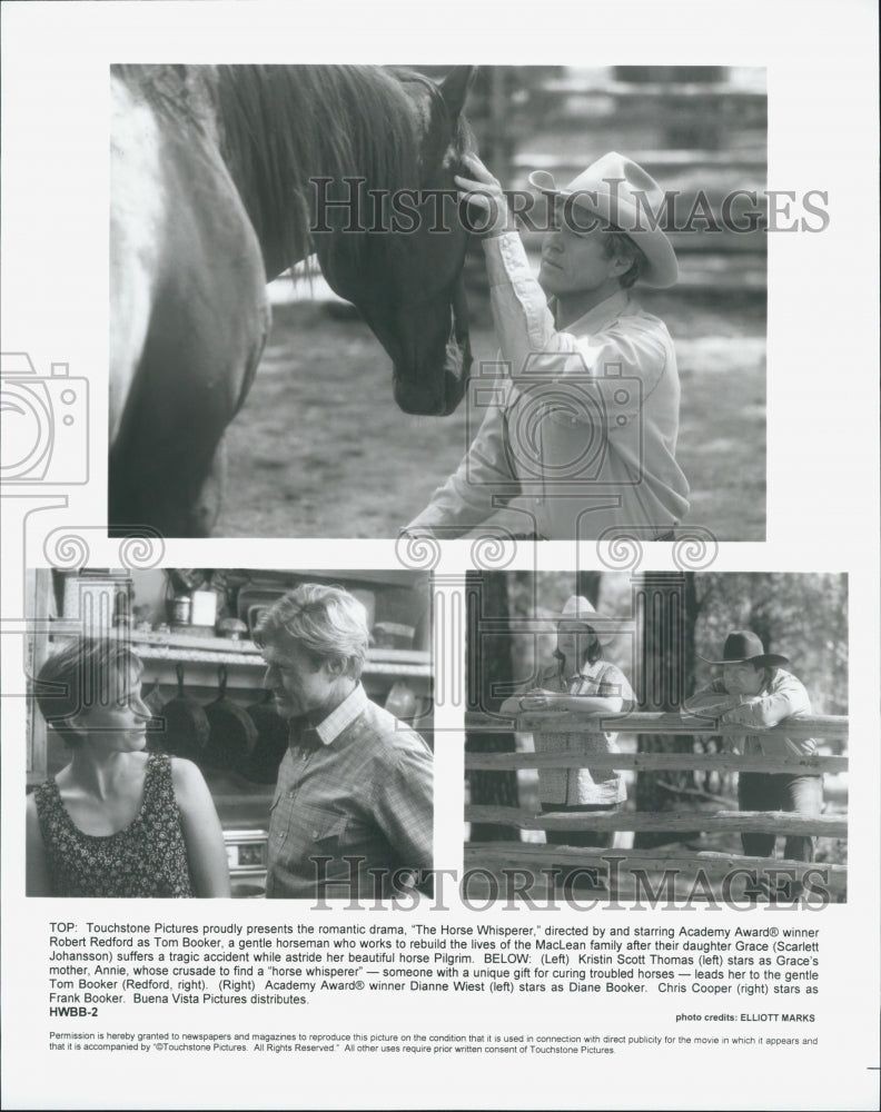 1998 Press Photo &quot;The Horse Whisperer&quot;Kristen Scott,Robert Redford, S Johansson - Historic Images