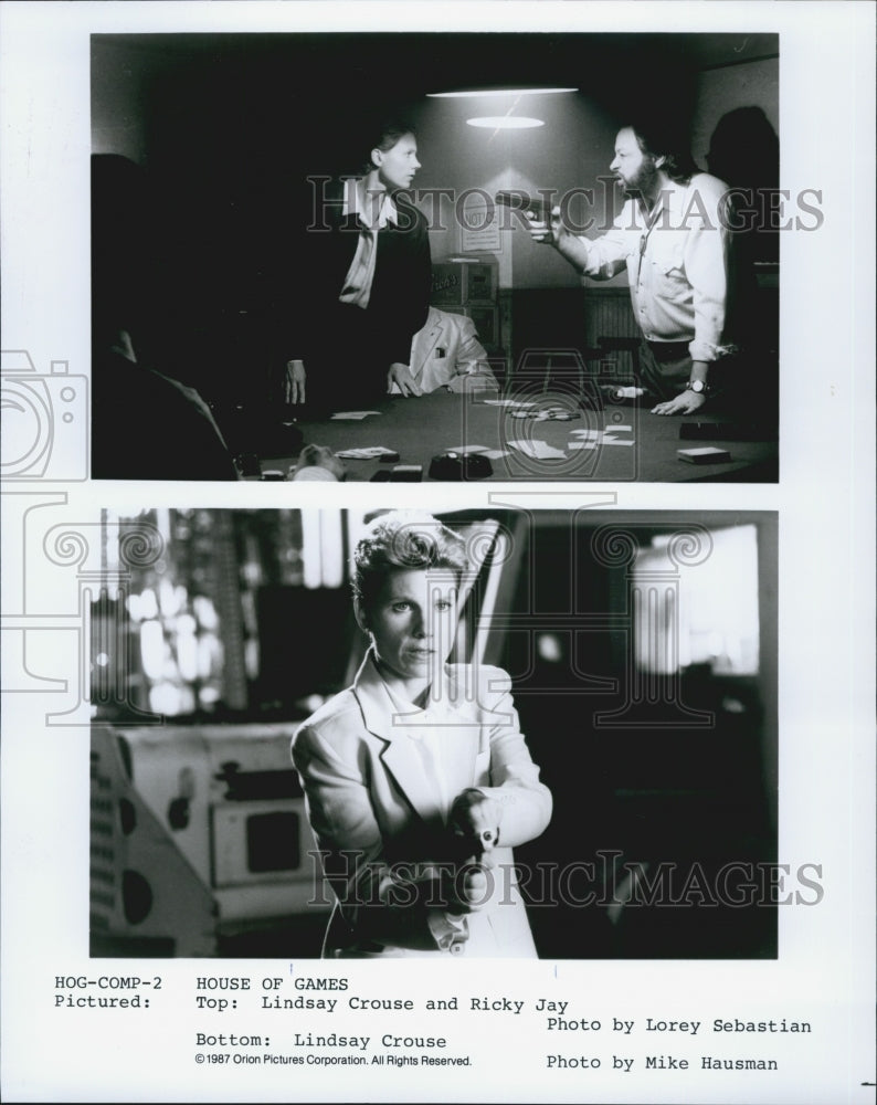 1987 Press Photo "House of Games" Lindsay Crouse & Ricky Jay - Historic Images