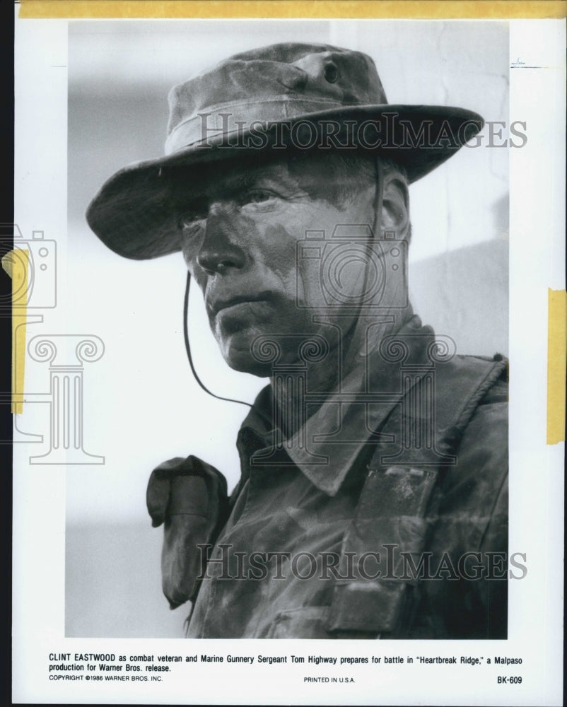 1986 Press Photo Clint Eastwood In Movie &quot;Heartbreak Ridge&quot; - Historic Images