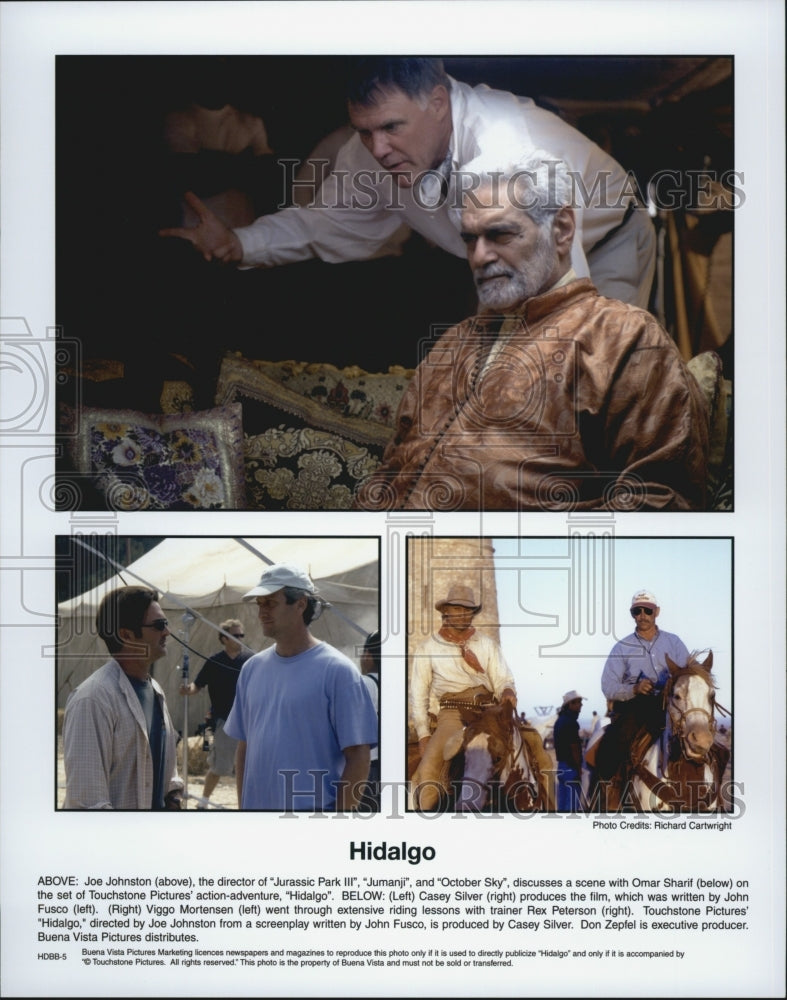 2004 Press Photo Joe Johnston, Casey Silver and Omar Sharif in "Hidalgo" - Historic Images