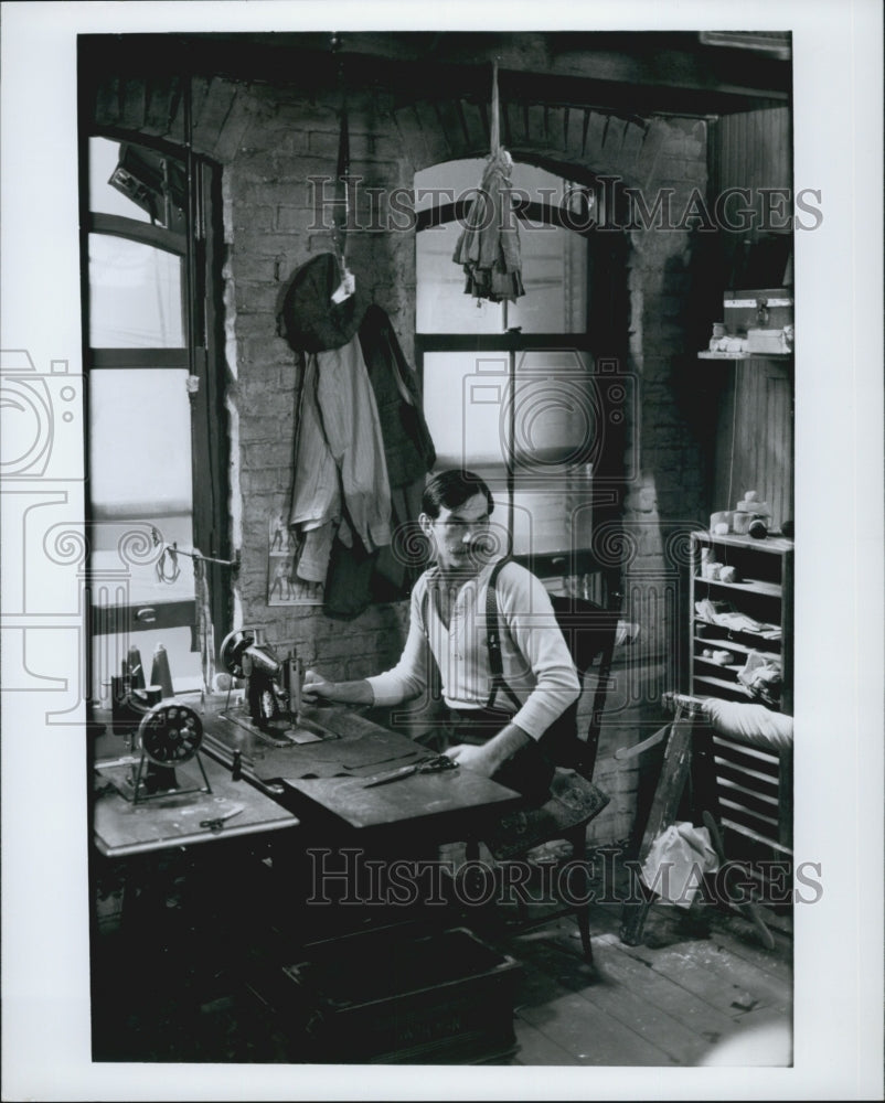 Press Photo Actor at Desk in Scene from Unknown Movie - DFPG26599 - Historic Images