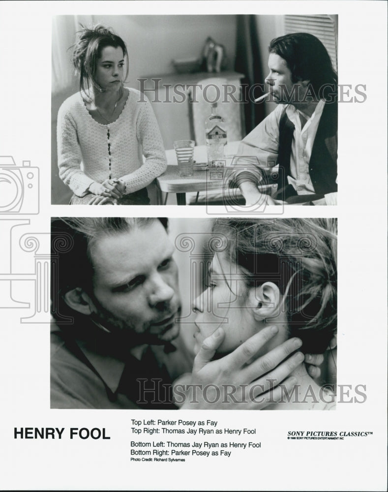 1998 Press Photo Parker Posey and Thomas Jay Ryan in &quot;Henry Fool&quot; - Historic Images