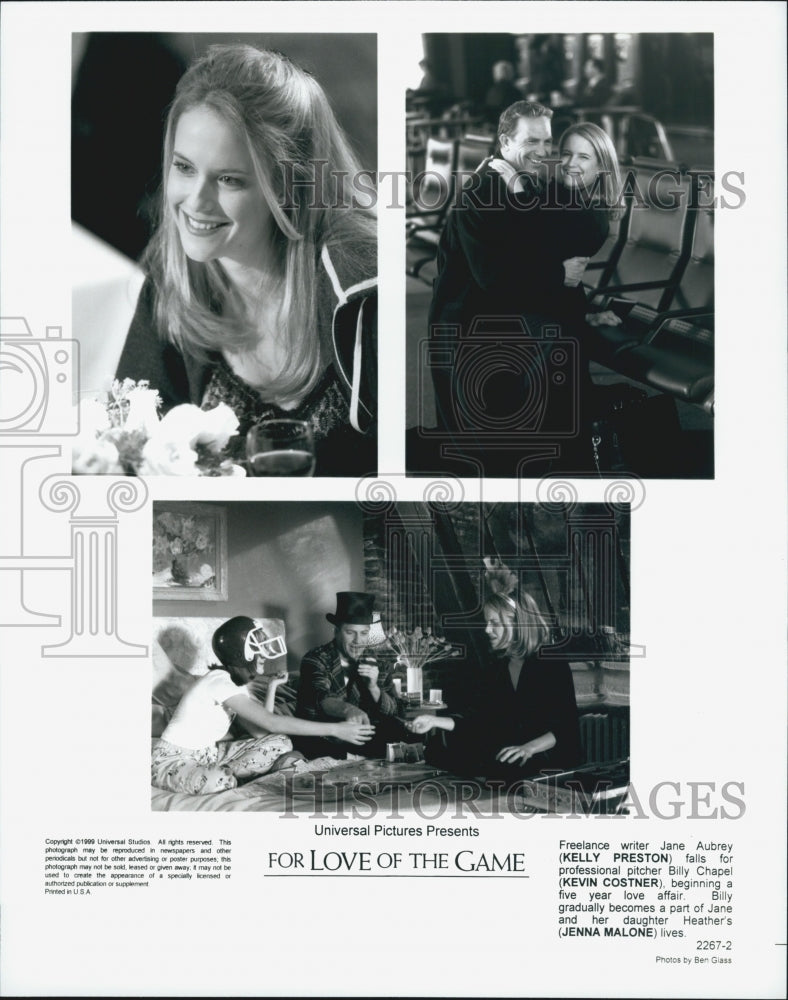 1999 Press Photo Kelly Preston Kevin Costner in "For Love of the Game" - Historic Images