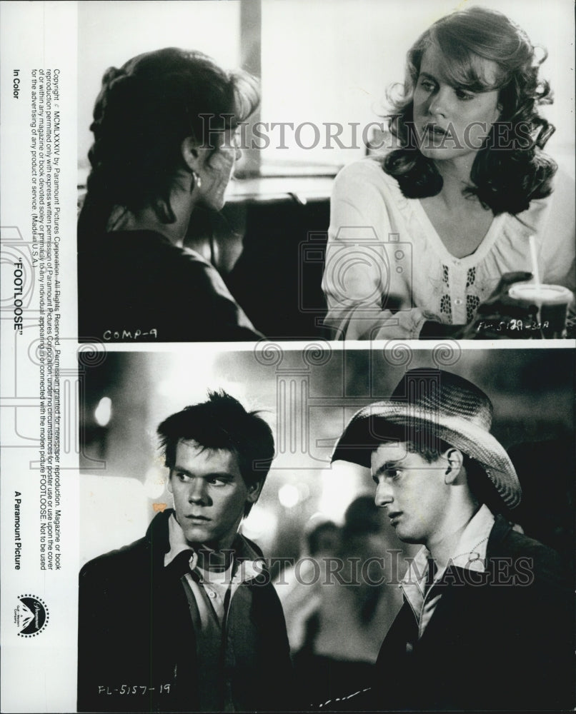 1984 Press Photo Lori Singer Sarah Jessica Parker and Kevin Bacon in "Footloose" - Historic Images