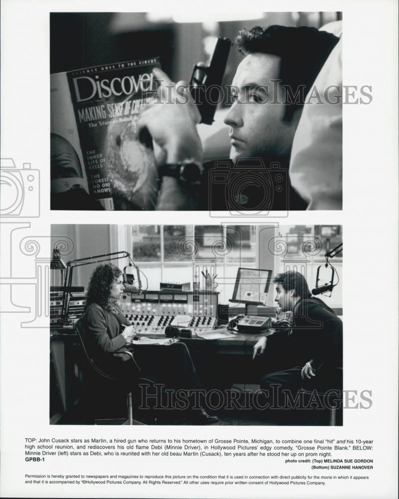 1997 Press Photo John Cusack and Minnie Driver in "Grosse Pointe Blank" - Historic Images