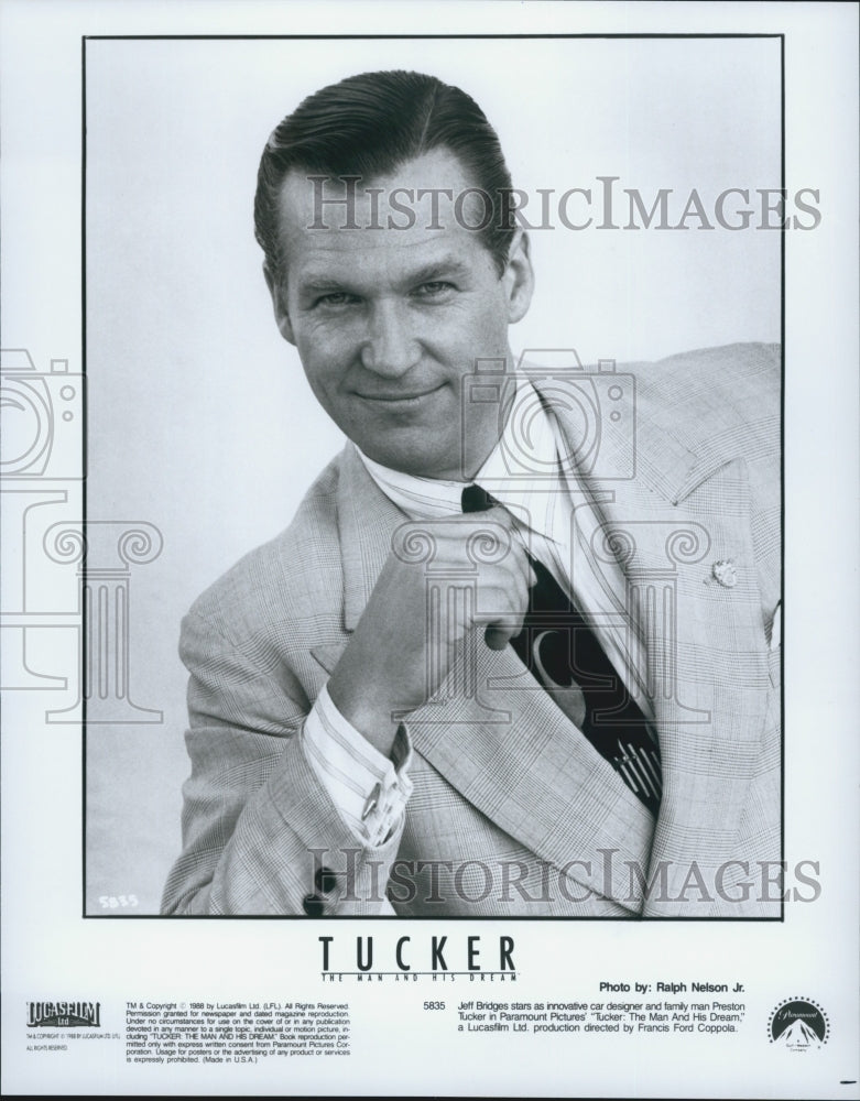 1988 Press Photo Jeff Bridges in "Tucker: The Man and His Dream" - Historic Images
