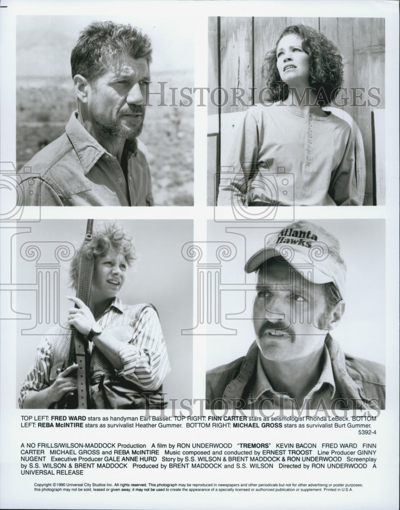 1990 Press Photo Fred Ward Finn Carter Reba McIntire and Michael Gross "Tremors" - Historic Images