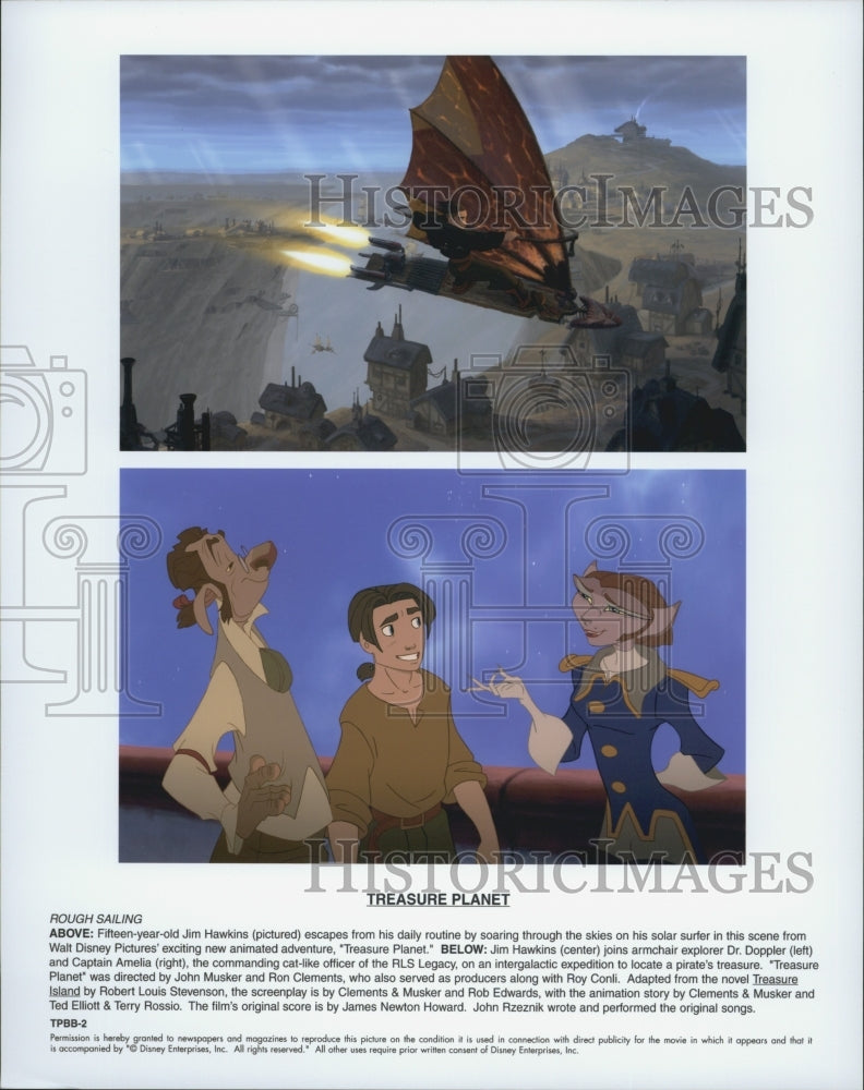 2002 Press Photo Animated Adventure Scenes from Walt Disney Pictures &quot;Treasure - Historic Images