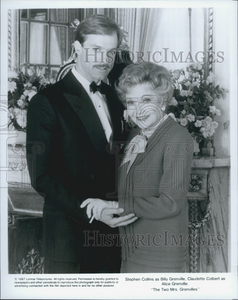 1987 Press Photo Collins and Colbert in &quot;The Two Mrs. Grenvilles&quot; - Historic Images