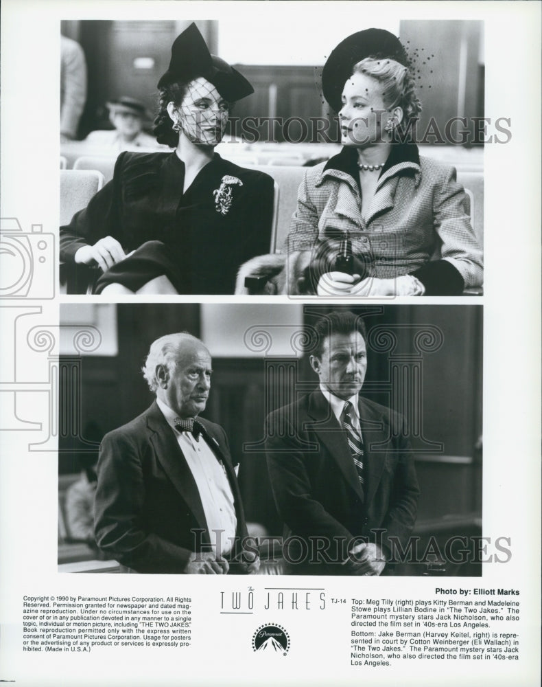 1990 Press Photo Tilly, Stowe, Keitel and Wallach in &quot;The Two Jakes&quot; - DFPG27711 - Historic Images