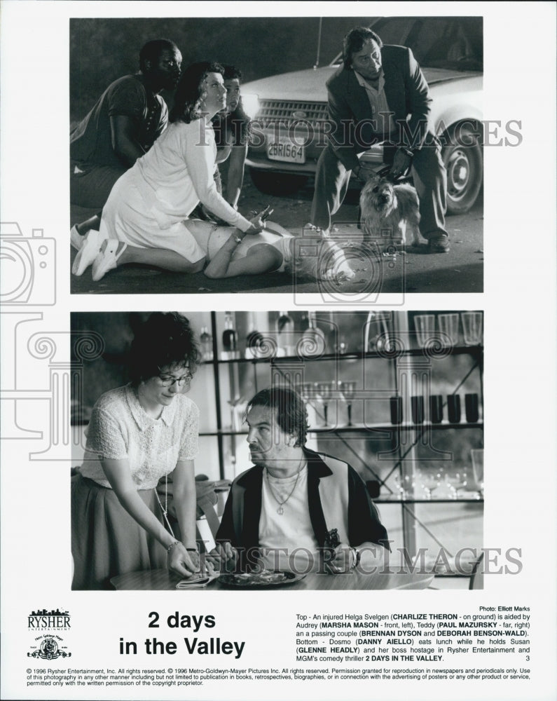 1996 Press Photo Charlize Theron and Marsha Mason in "2 Days in the Valley" - Historic Images