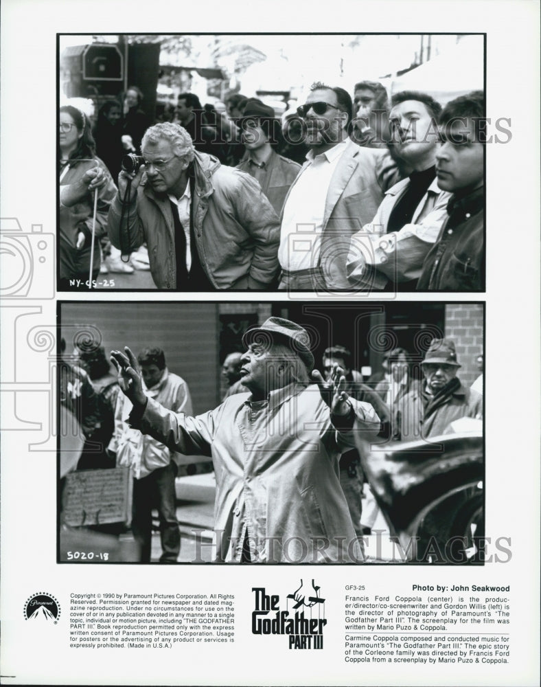 1990 Press Photo &quot;The Godfather Part III&quot; producer Francis Ford Coppola on set - Historic Images