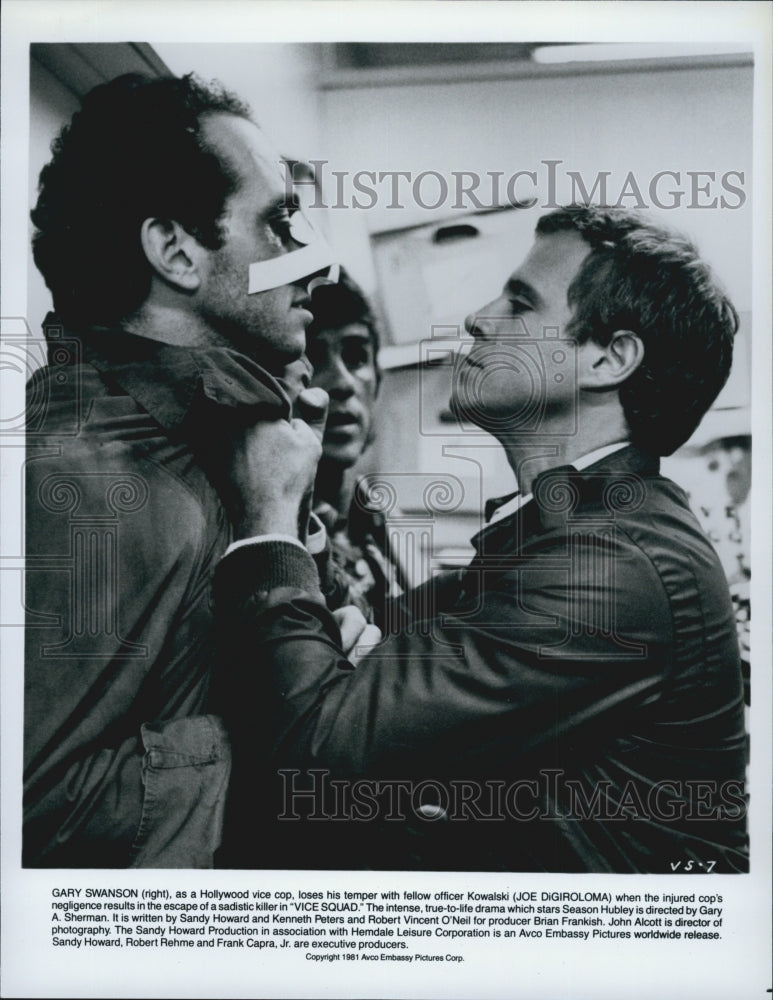 1981 Press Photo Gary Swanson, Joe DiGiroloma "Vice Squad" - Historic Images