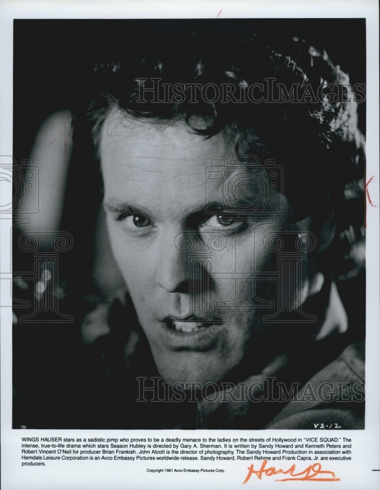 1981 Press Photo Wings Hauser "Vice Squad" - Historic Images