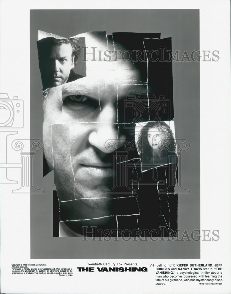 1993 Press Photo Kiefer Sutherland, Jeff Bridges, Nancy Travis &quot;The Vanishing&quot; - Historic Images