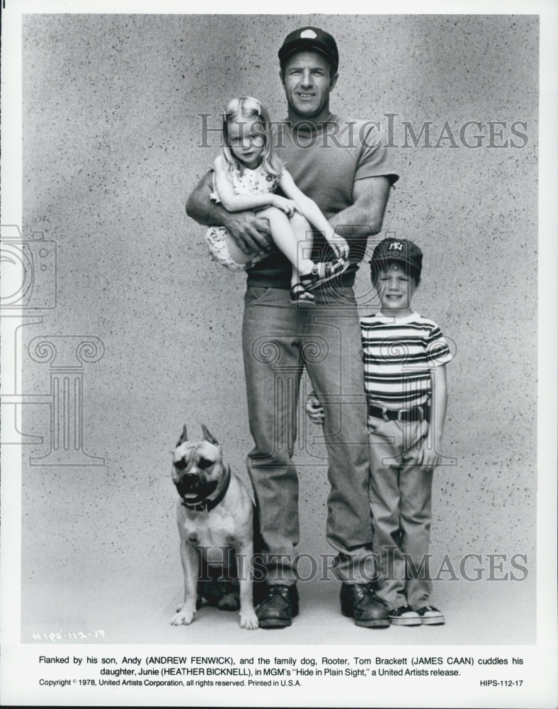 1978 Press Photo "Hide In Plain Sight" Andrew Fenwick,James Caan,HeatherBicknell - Historic Images