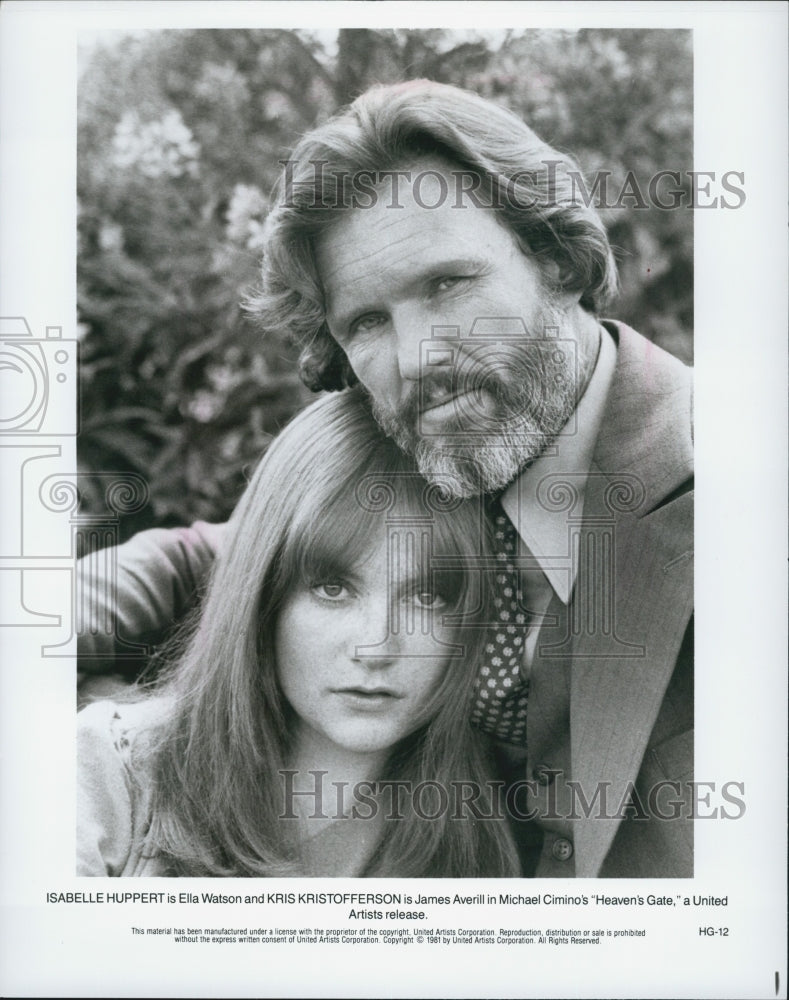 1981 Press Photo Isabelle Huppert and Kris Kristofferson in &quot;Heaven&#39;s Gate&quot; - Historic Images