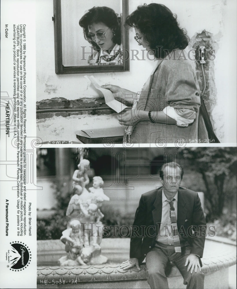 1986 Press Photo Meryl Streep, Jack Nicholson "Heartburn" - Historic Images