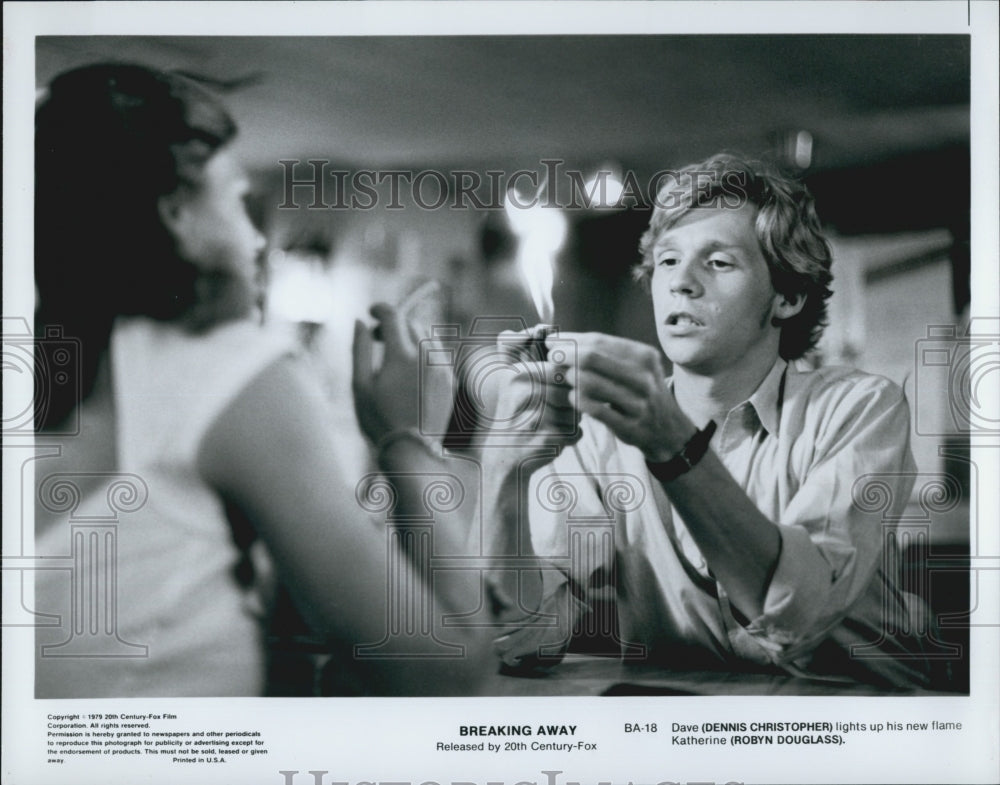 1979 Press Photo Dennis Christopher and Robyn Douglass in "Breaking Away" - Historic Images