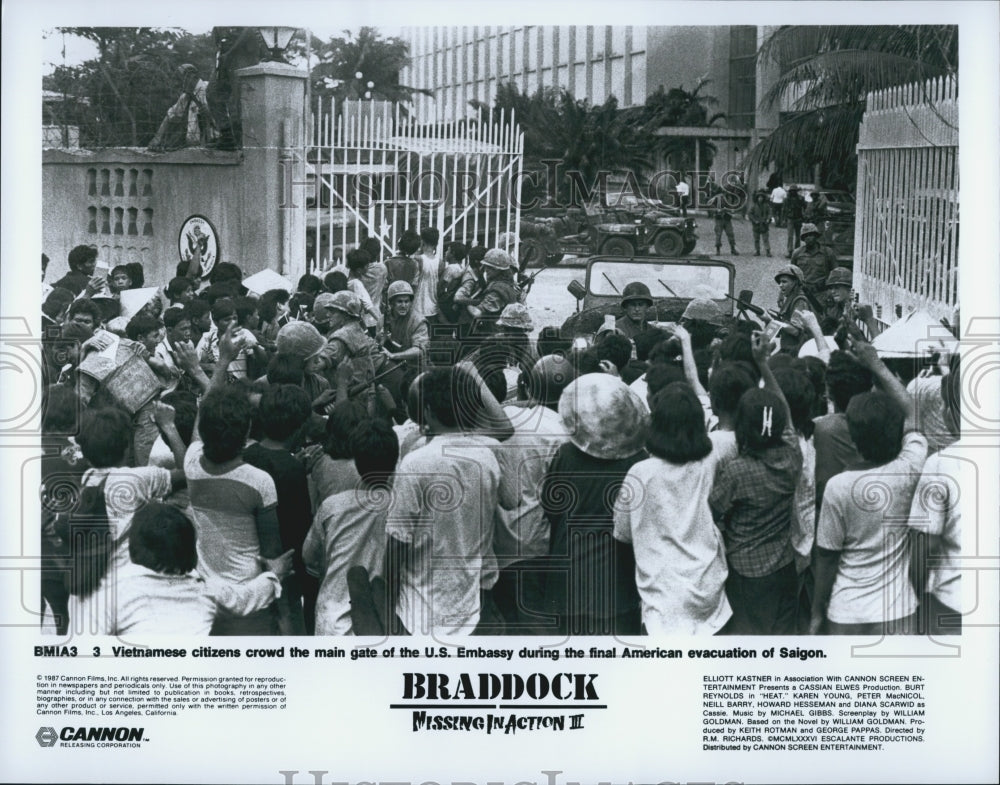 1987 Press Photo Scene From Action Film "Braddock: Missing In Action III" - Historic Images