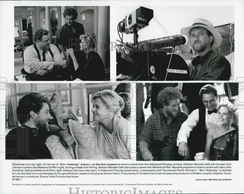 1993 Press Photo Director L. Mandoki, M. Griffith, D. Johnson &quot;Born Yesterday&quot; - Historic Images