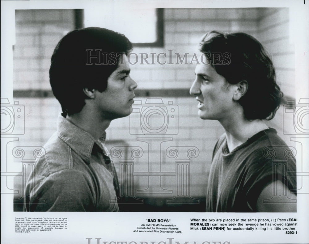 1983 Press Photo Esai Morales, Sean Penn &quot;Bad Boys&quot; - Historic Images