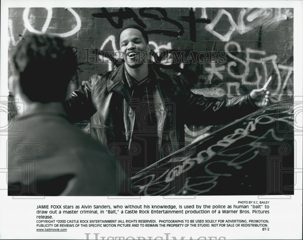 2000 Press Photo Actor Jamie Foxx Starring In Comedy Crime Film "Bait" - Historic Images