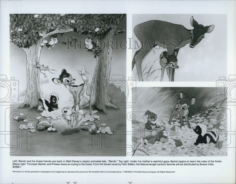 1943 Press Photo Disney Animated Movie "Bambi" - Historic Images